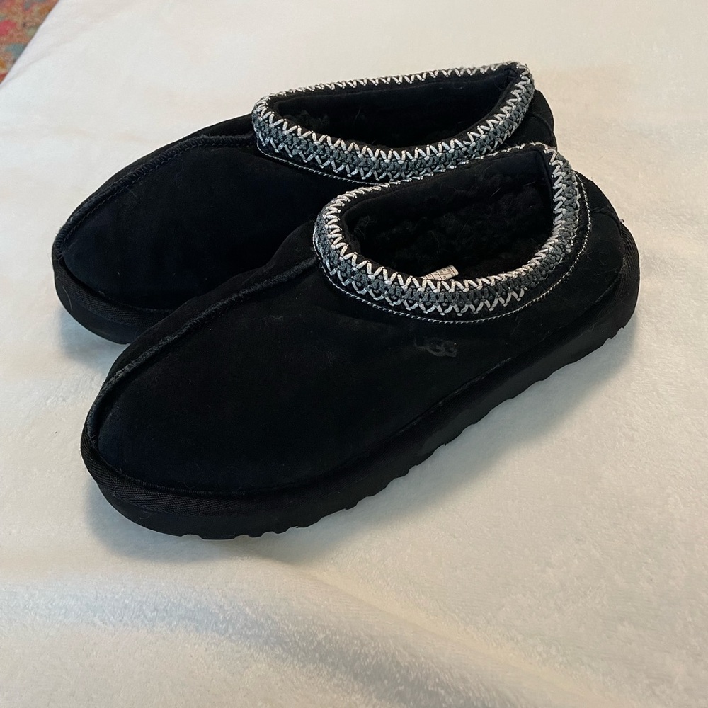 UGG Black Slippers with Gray Trim